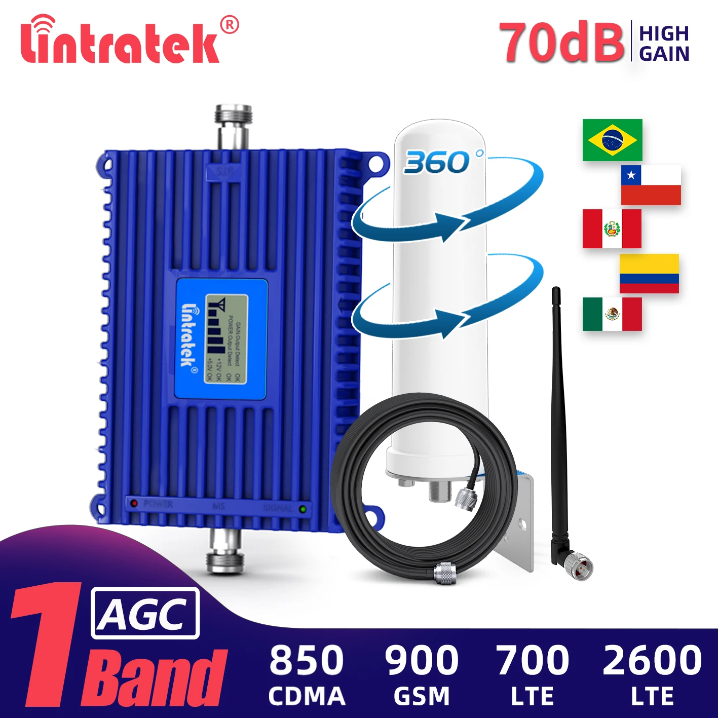 린트라텍 LTE B28 700 4G 신호 증폭기 2G 3G CDMA B5 850 GSM..