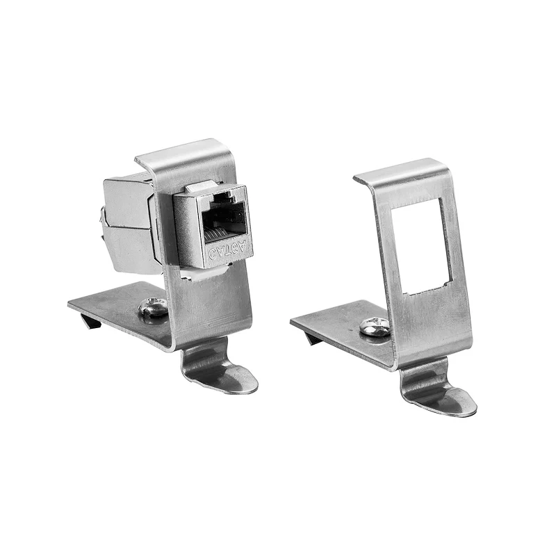 RJ45 1-Port Keystone Jack Holder for DIN Rail Electrical Distribution Box - Metal Mounting Adapter Description Image.This Product Can Be Found With The Tag Names Computer Cables Connecting, Computer Peripherals, Keystone jack holder, PC Hardware Cables Adapters