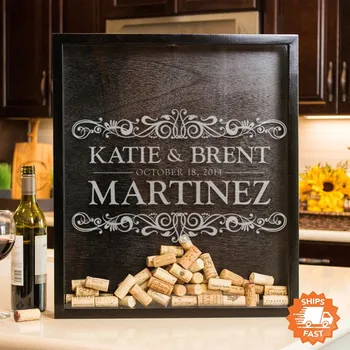 

Personalized Wedding Guest Book Alternative -Gift for Wine Lovers, Wine Cork Shadow Box,Drop Box, Wine Cork Holder,Wine Cork Art