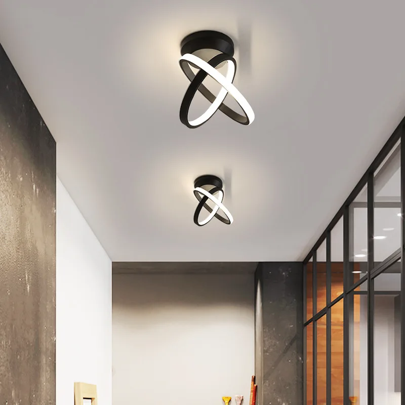 

Minimalist Modern LED Hallway Ceiling Lights Indoor Home Entrance Balcony 29W Black White Aluminium Surface Mount Ceiling Lamp