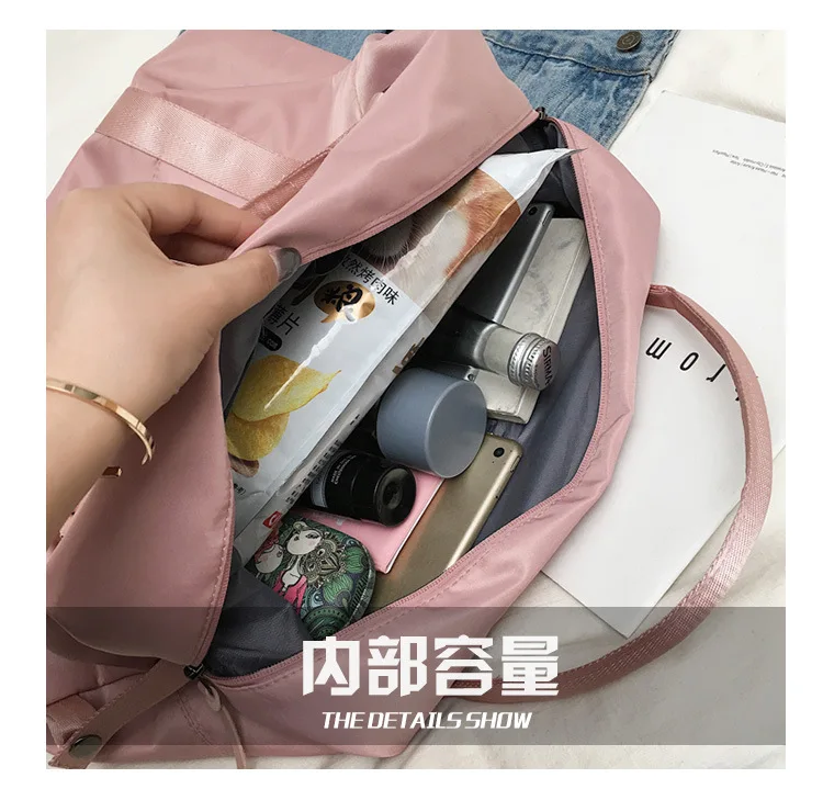 Wholesale Solid Color One-Shoulder Handbag Fashion Simple Nylon Cloth Large Capacity Travel Bag Gym Bag Manufacturers Direct Sel