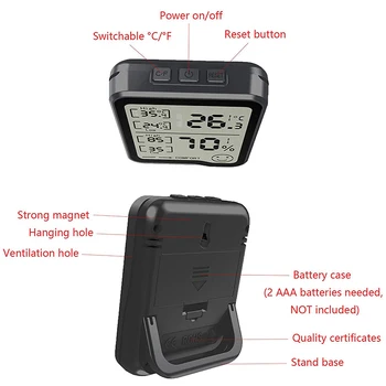 

Digital Hygrometer & Thermometer with Humidity & Temperature Gauge with LCD Screen Display Digital Humidity Thermometer Indicato