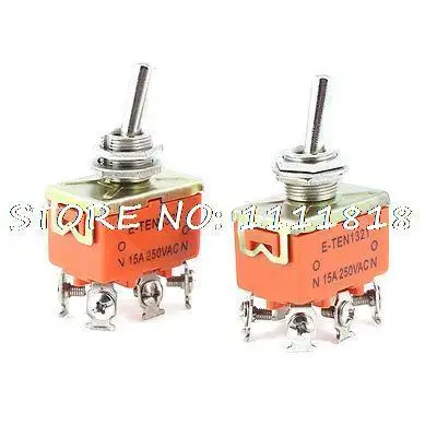

2 Pcs AC 250V 15A 2 Position 6 Pins Blue ON-ON Toggle Switch