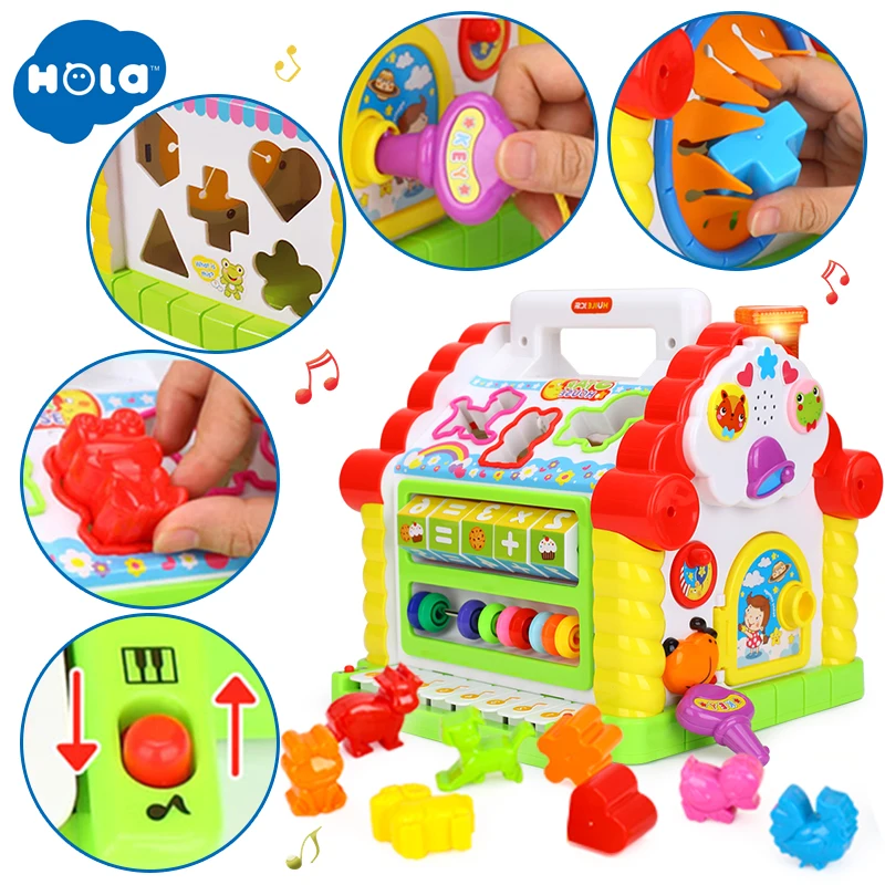 HOLA TOYS 739 Многофункциональные Музыкальные игрушки Детские забавные игрушки музыкальная электронная геометрические блоки Сортировка Обучающие Развивающие игрушки