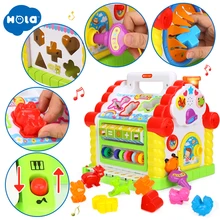 HOLA TOYS 739 Многофункциональные Музыкальные игрушки Детские забавные игрушки музыкальная электронная геометрические блоки Сортировка Обучающие Развивающие игрушки
