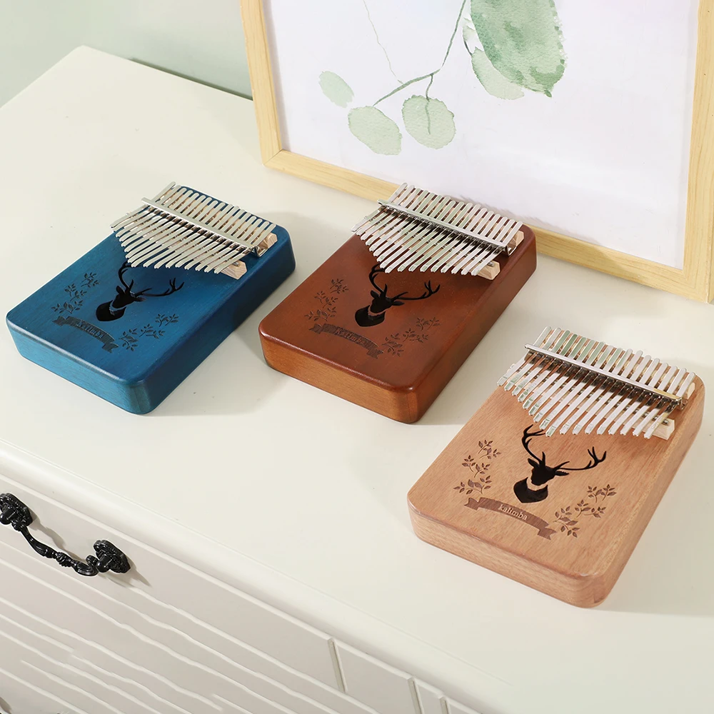 Миниатюрное пианино Kalimba Музыкальная шкатулка с 17 пальцами 21 клавиша красное