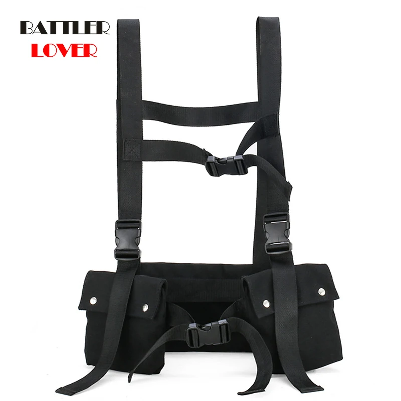 Tactical Vest 2020 Fashion Streetwear Bags for Men Hip Hop Chest Rig Bag Women Vest Adjustable Multiple Pockets Canvas Flap Soft
