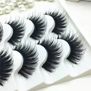 

5 Pairs 3D Mink False Eyelashes Wispy Cross Long Thick Soft Fake Eye Lashes Eye Makeup Beauty Extension Tools