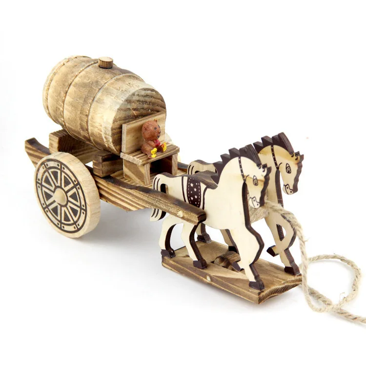 

Scenic Area Temple Fair Hot Sales Wooden Double Horse Barrow Children Early Education Learner Force Control Educational Toy Stal