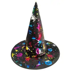 Взрослая детская шляпа ведьма колдун красочная бронзовая фольга тыквенный узор нарядное платье маски для празднования Хэллоуина