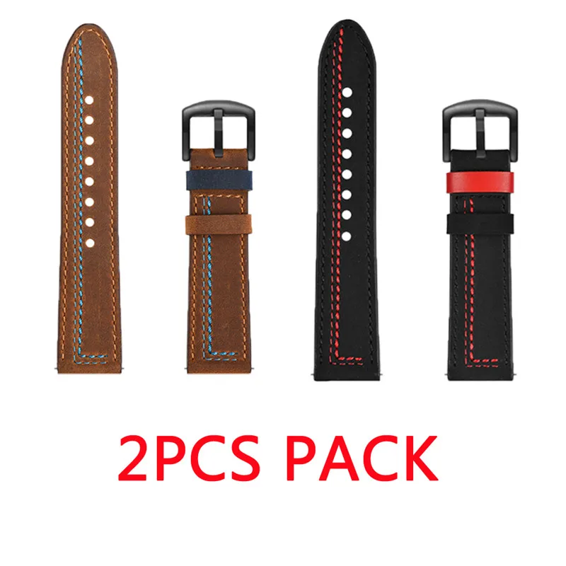 2PCS Для Xiaomi Mijia кварцевые часы ремешок кожаный браслет 20 мм ширина для amazfit GTS ремни Смарт часы замена Браслет - Цвет: 2PCS