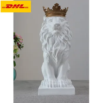 

14" Creative Simple Style Simulation Animal Lion Office Home Drawing Room Decor Birthday Gift Resin Action Figure Toy 35CM X312