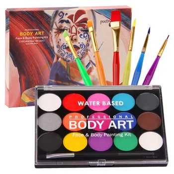 

15PCS Assorted Colors Pigments 6PCS Painting Brushes Face Body Paint Kit Set Toys Gifts for Festivals Party Match Performances