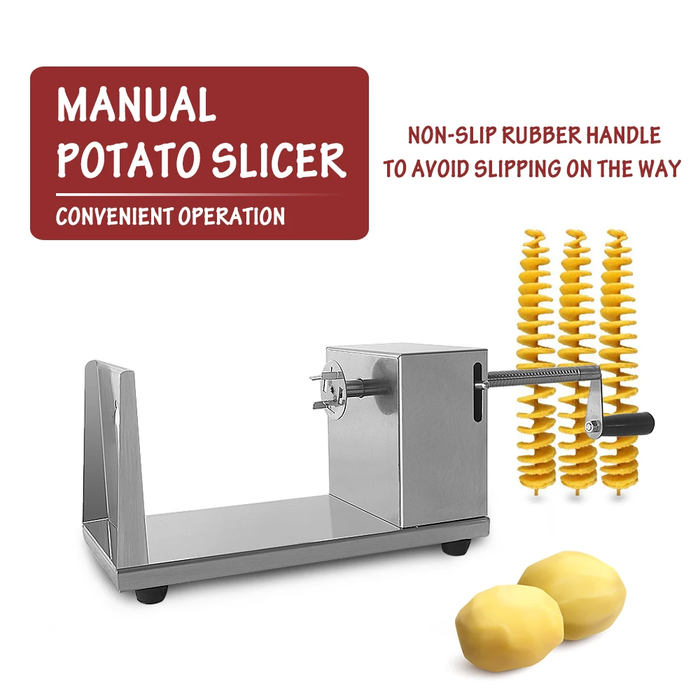 ITOP Stainless Steel Potato Spiral Slicer Manual Potato Tower Machine Potato Twisted Cutter Slicer Vegetable Tools With 2 Blades