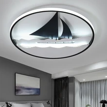 Черный круглый потолочный светильник, современная спальня, гостиная, светодиодный светильник, коридор, чердак, скандинавский декоративный потолочный светильник для парусника