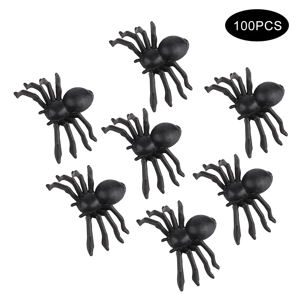 

100pcs Scary Halloween Spiders Halloween Spider Lifelike Simulation Hairy Black Spiders For Halloween Parties Bars Haunted