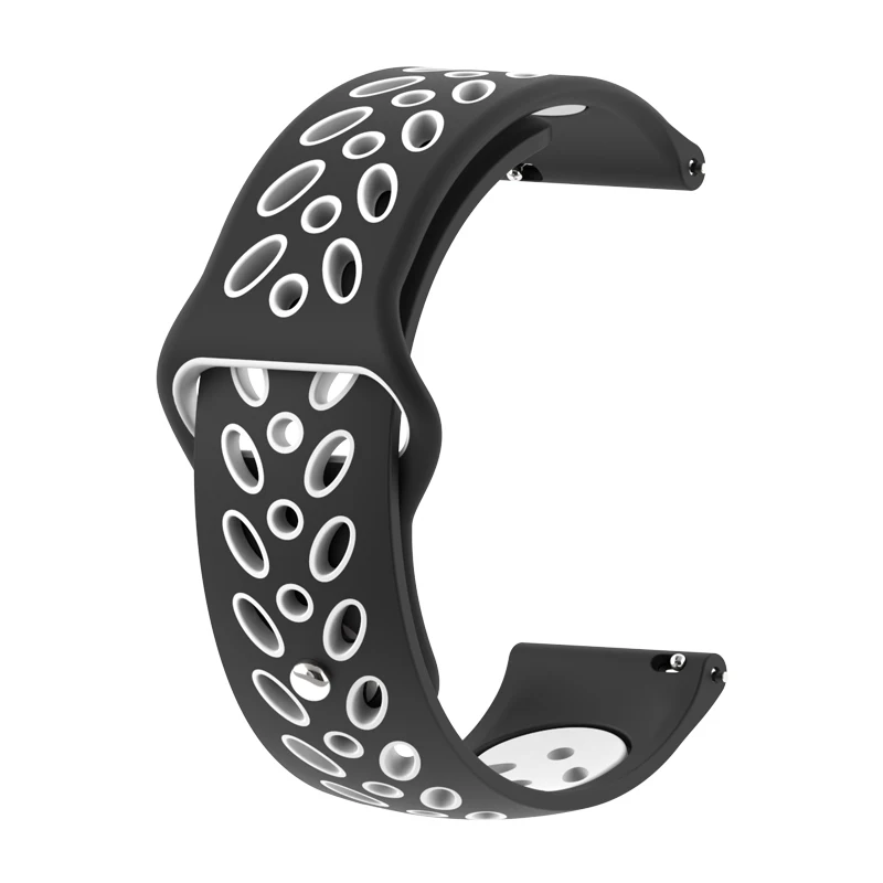 Black with white BOORUI amazfit bip ремешок 20 мм силиконовый ремешок дышащий спортивный пояс для xiaomi amazfit bip youth/huawei Watch2/Watch2 Pro - Цвет: Black with white
