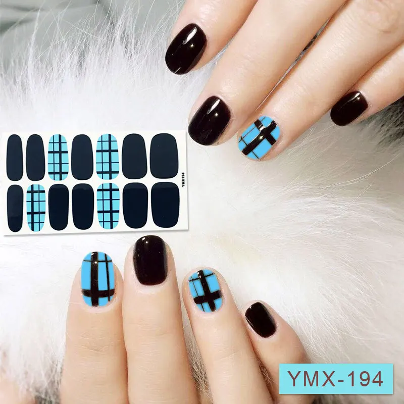Корейский модный клей для накладных ногтей, полный лак для ногтей, наклейки для украшения ногтей, Предварительно Разработанный однотонный розовый цвет для женщин - Цвет: YMX194