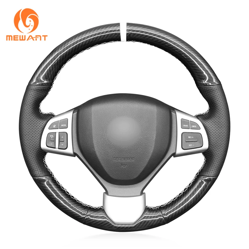 

MEWANT Black PU Carbon Fiber Hand Sew Car Steering Wheel Cover for Suzuki Swift Sport 2012 2013 2014 2015 2016-2017 Vitara S