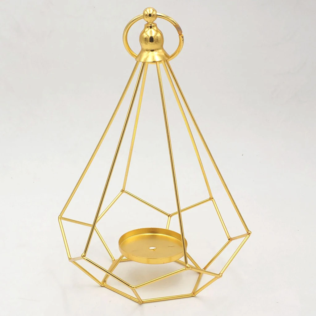 Geometric Diamond Shaped Alloy Framed Tea Light Candle Holder