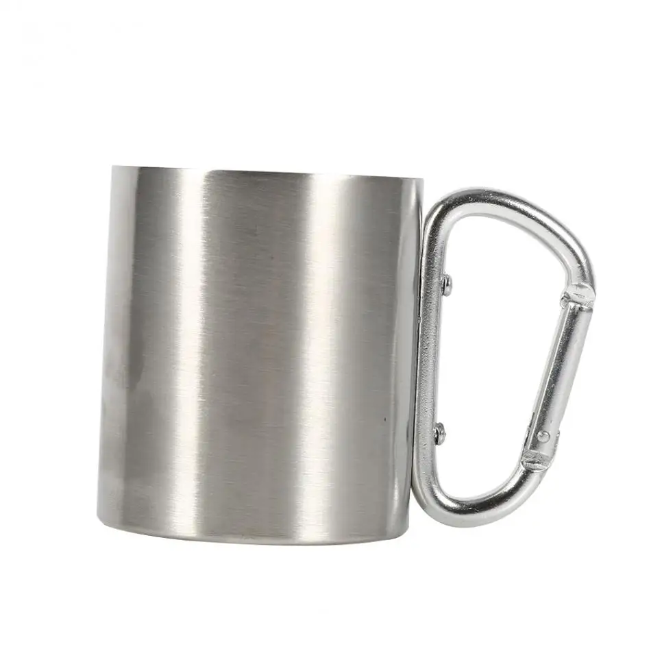Stainless Steel Cup Camping Outdoor Cup Mug With Carabiner Hook Handle-~YRSN