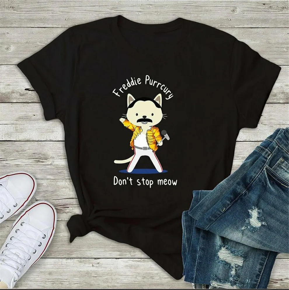 Новая модная футболка с надписью Don Stop Meow Freddie Cat Freddie|Футболки| |