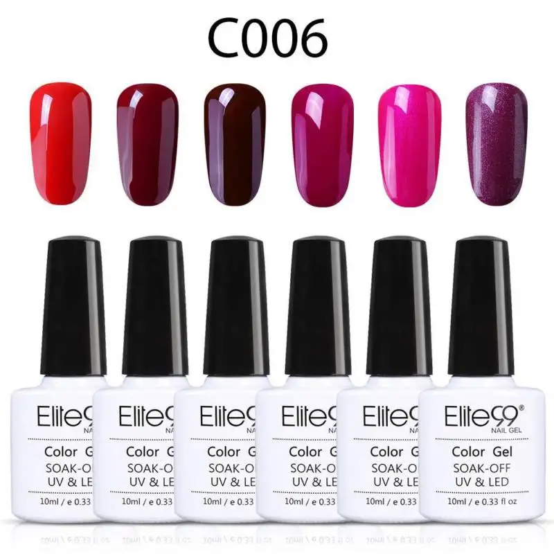 C006 Elite99 6 шт./лот Чистый Цвет Гель-лак для ногтей набор замачивания мерцающий Giltter УФ светодиодный лак для ногтей гель профессиональная эмаль маникюрный набор - Цвет: C006