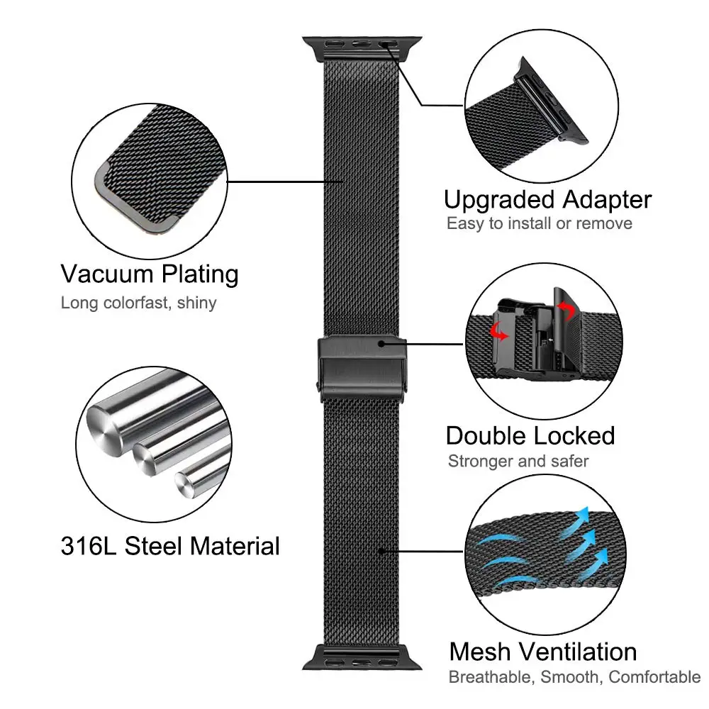 ж Ʈ  ð  44mm 40mm 38mm 42mm ݼ Ʈ correas η ƿ  iWatch ø 5 4 3 se 6