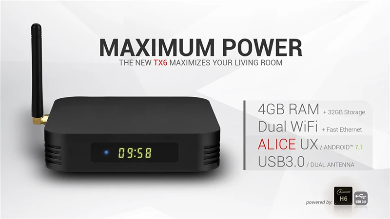 TX6 Smart Android 7,1 tv BOX 16G/32G/64G Allwinner H6 Quad core 2,4G+ 5G Dual Wifi BT 4,1 телеприставка 4K HD H.265 медиаплеер