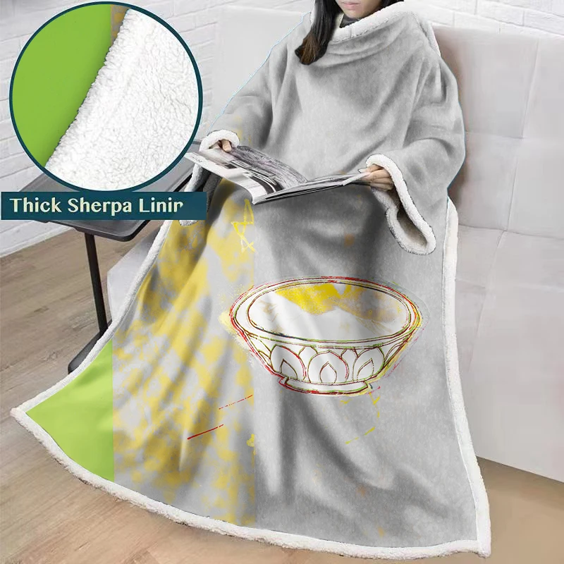 

Small fresh Super Soft Comfy Warm Big Super Soft Throw Blanket Long Shaggy Fuzzy With Fluffy Sherpa With Large Sleeves BS36
