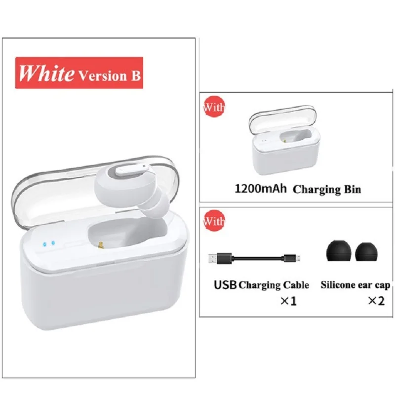 Мини-близнецы True Беспроводной наушники в ухо стерео наушники-вкладыши TWS с спортивные наушники с bluetooth гарнитурой Водонепроницаемый с микрофоном вкладыши - Цвет: White B