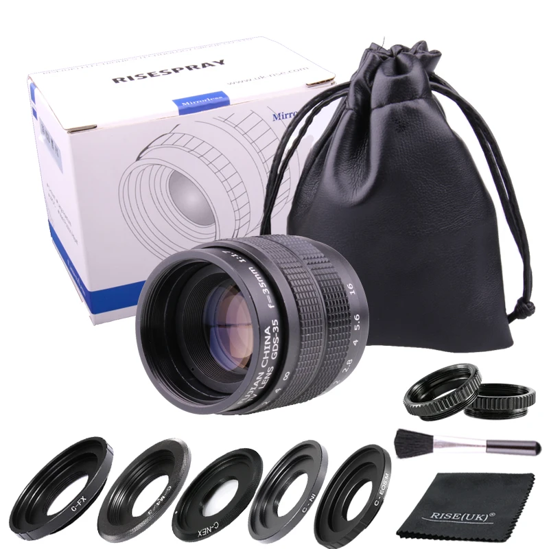 35mm f/1.7 APS-C CCTV Lens+adapter ring set +2 Macro Ring for Olympus Panasonic Micro M4/3 NEX FX NIKON1 EOSM Mirroless Camera |