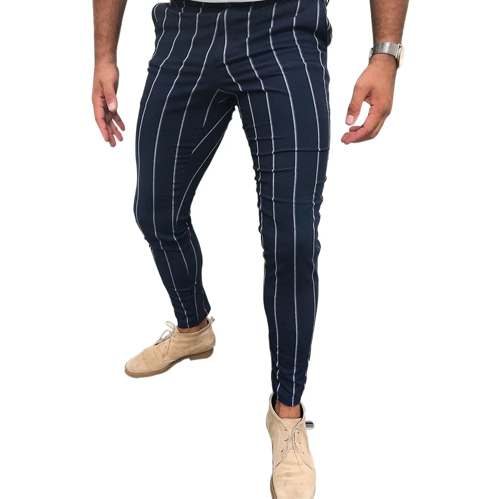 New Mens Casual Pants Striped Social Jogger Sports Fitness Sweatpants Long Trousers Male Streetwear Fashion Breathable All-match