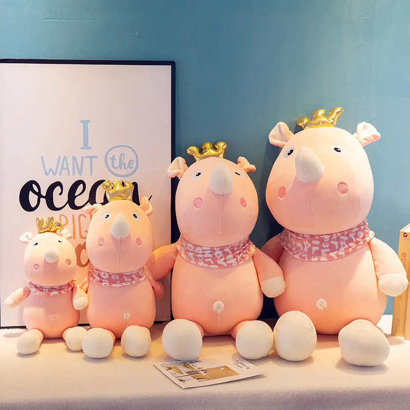 

New Style Cartoon Crown Rhino Doll Software Cute Plush Toys Pillow for a Girlfriend Birthday Gift