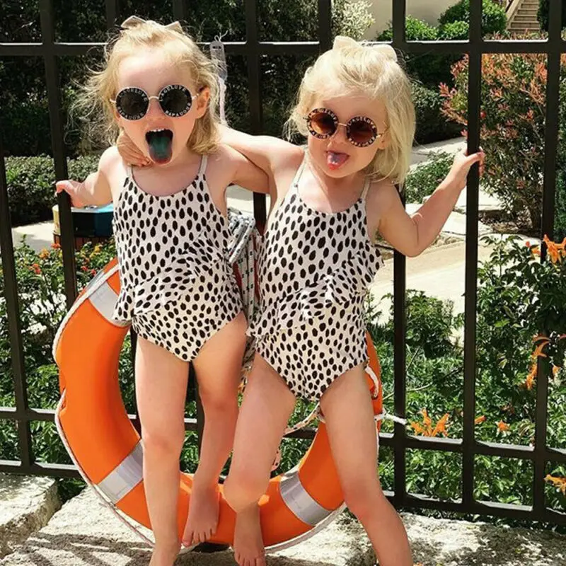 sfit Baby Girl Swimsuit Summer Sling Toddler Infant Leopard Printed Bikini Set One-piece Swimwear Bathing Suit Beachwear Biquini