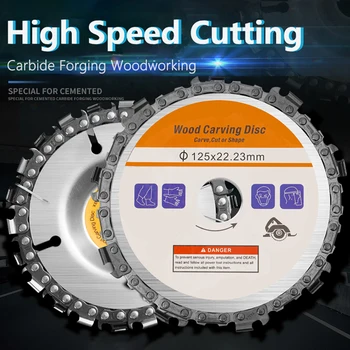 

5 Inch 4 inch Wood Carving Disc Woodworking Chain Grinder Chain Saws Disc Chain Plate Tool for 125MM/115MM Angle Grinding