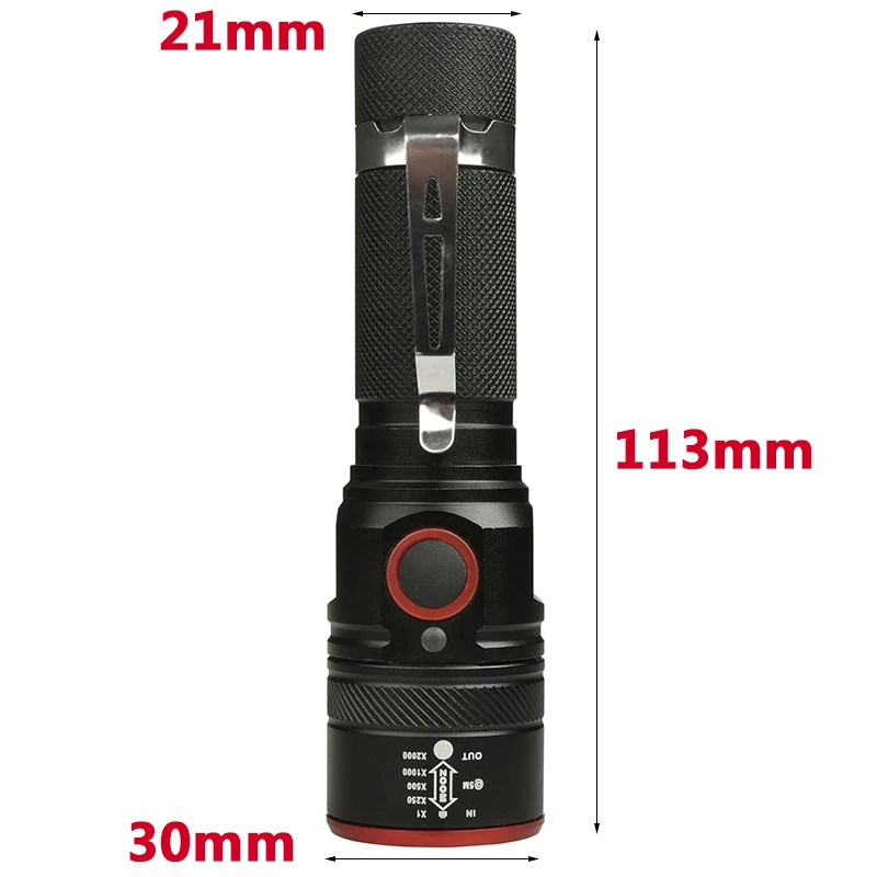 Светодиодный фонарик XM L T6 перезаряжаемый от Usb с аккумулятором 18650