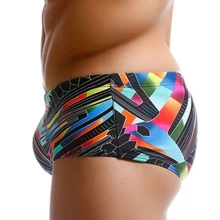 

Men Fashion Sexy Surf Triangle Waterproof Boxer Shorts Bikini Swimwear Abstract Art Print Low Waist Beachwear Swim Bottoms Male