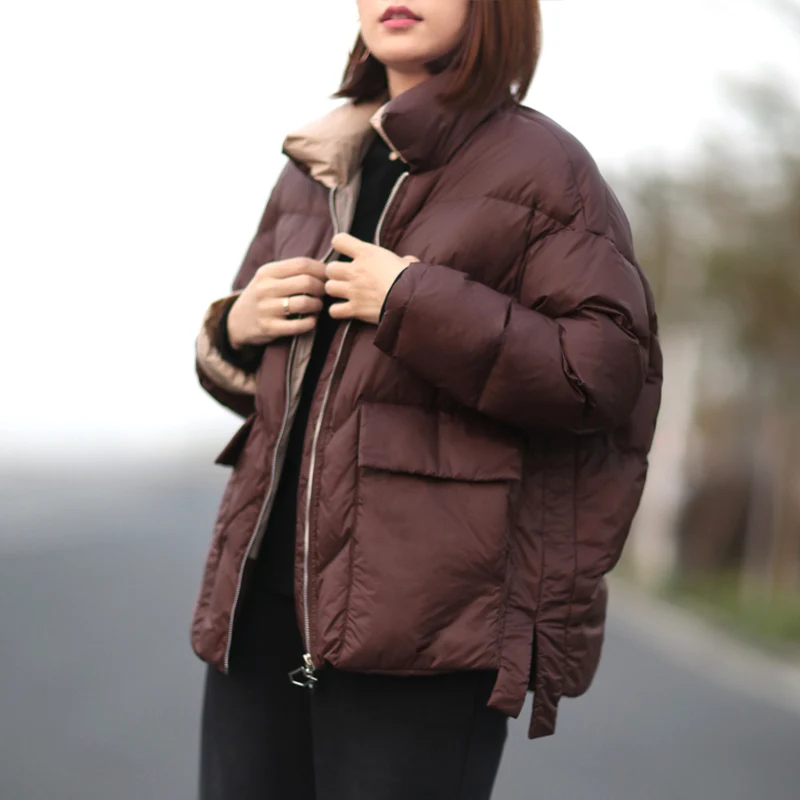 Fitaylor Winter Women White Duck Down Coat Stand