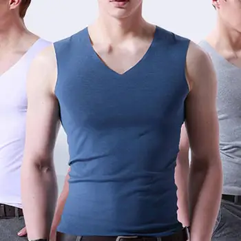 

Plus Size Men Sporty Solid Color Sleeveless V Neck Slim Seamless Vest Tank Top