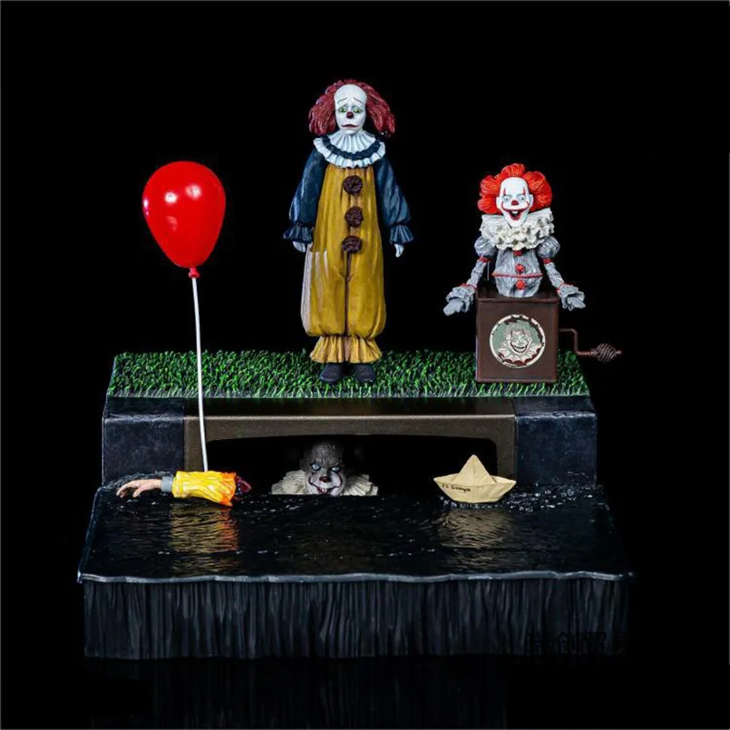 

21cm NECA Pennywise Joker clown PVC Action Figure Toys Sewer Scenes clown pennywise Decoration model toys Halloween kid gift