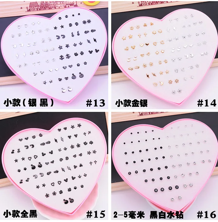 Stud Earrings Multicolor Cryatal 36 Pairs Cartoon Hypoallergenic Plastic Stud Earrings Set For Women Girl Wedding Christmas Gifts Jewelry