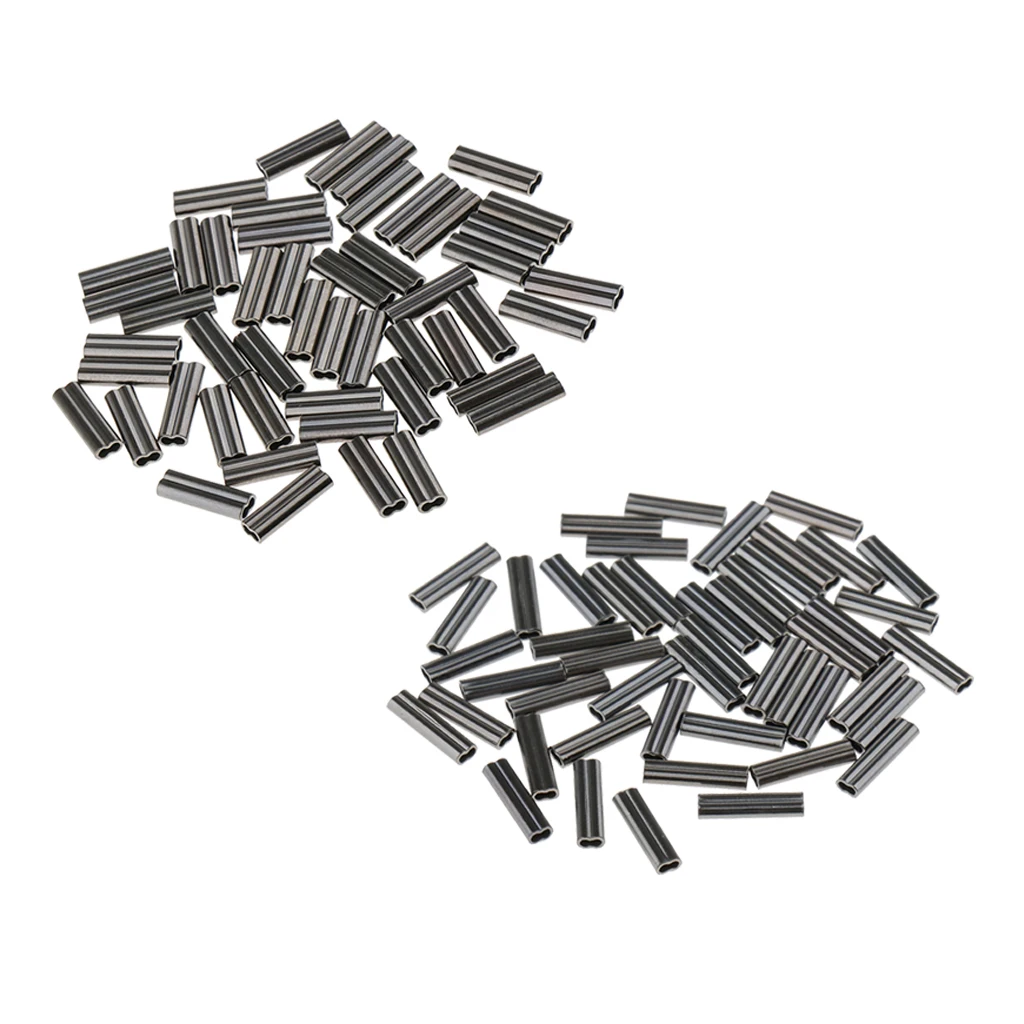 100pcs Copper Double Barrel Crimp Sleeves Connector Tool for Fishing Line Leader Wire, Fishing Tackle Accessories, 0.8mm 1.2mm
