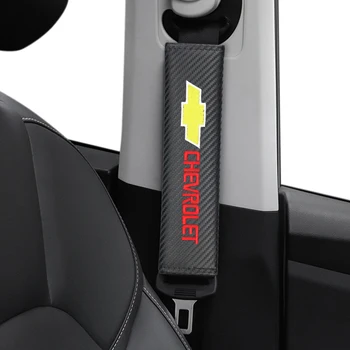 

2pcs for Chevrolet Captiva Colorado Cruze Spark Malibu Trax Carbon fiber Seat belt Shoulder Pads covers emblems Car-styling