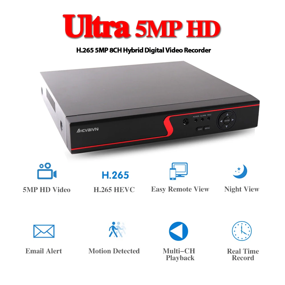 5MP P2P Full HD DVR NVR 4CH 8CH 4MP 1080P H.265 5 в 1 AHD TVI CVI IP CVBS XVR для аналоговой Onvif камеры