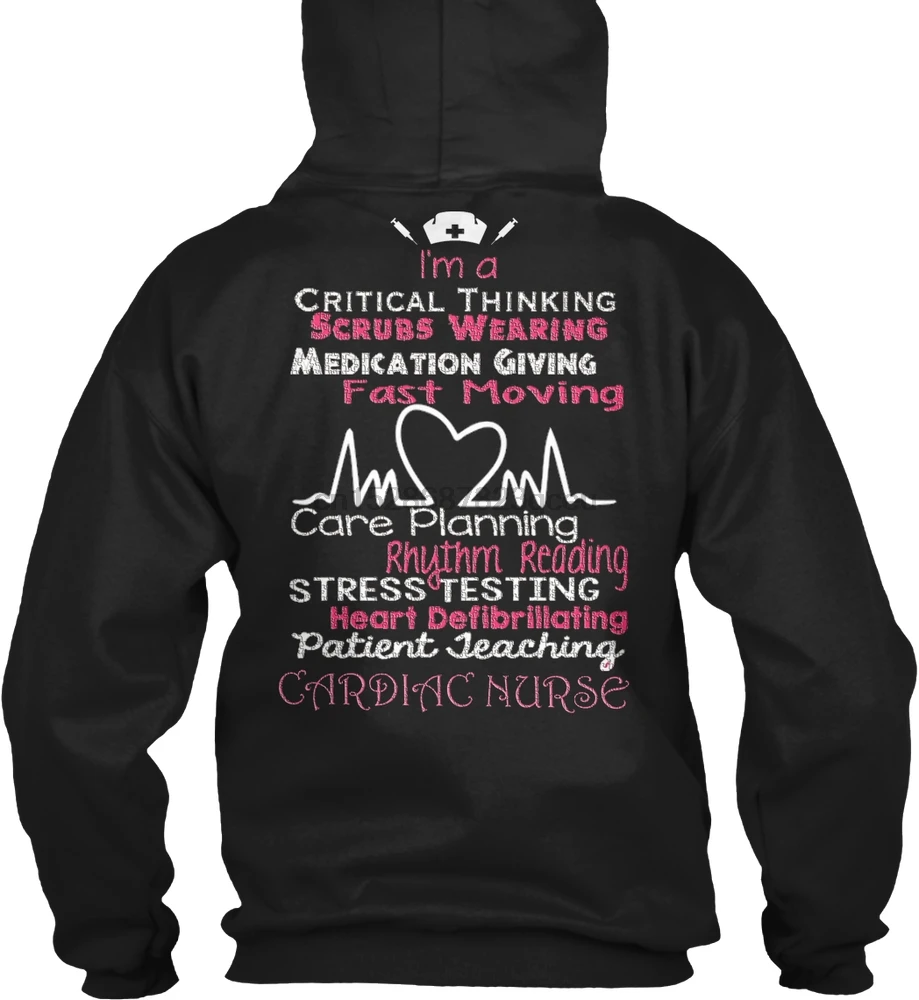 Мужская толстовка с капюшоном и длинным рукавом для медсестры-I'm A Critical Thinking Scrubs