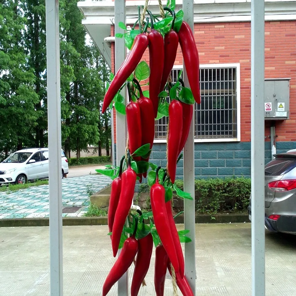 Plastic Simulation Red Pepper Skewer Simulation Fruit And Vegetable Model Rattan String Farmhouse Hotel Decoration