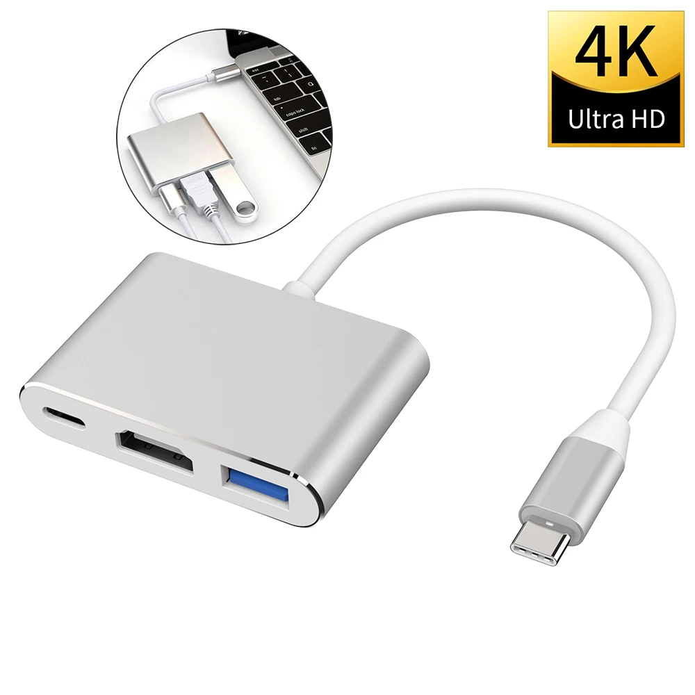 3 в 1 кабель-конвертер для Samsung Huawei iPad NS Usb 3. 0 Type-C к HDMI-совместимый 4K адаптер кабель