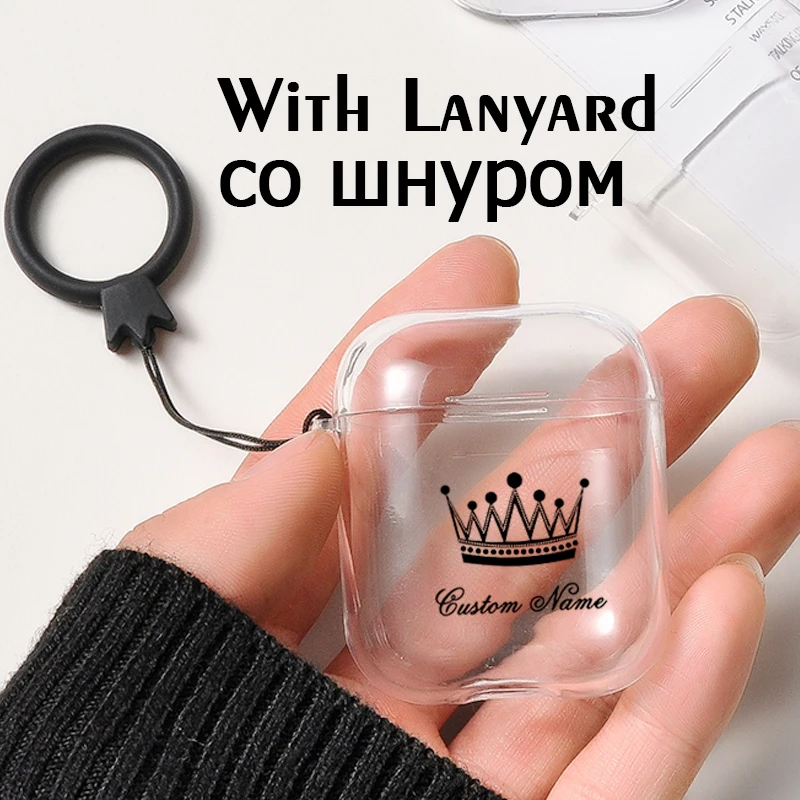 Пользовательские DIY Имя прозрачный беспроводной зарядный ящик для наушников Чехол сумка для Apple AirPods Жесткий ПК Защитный чехол КРЫШКА ДЛЯ AirPods - Цвет: EJG