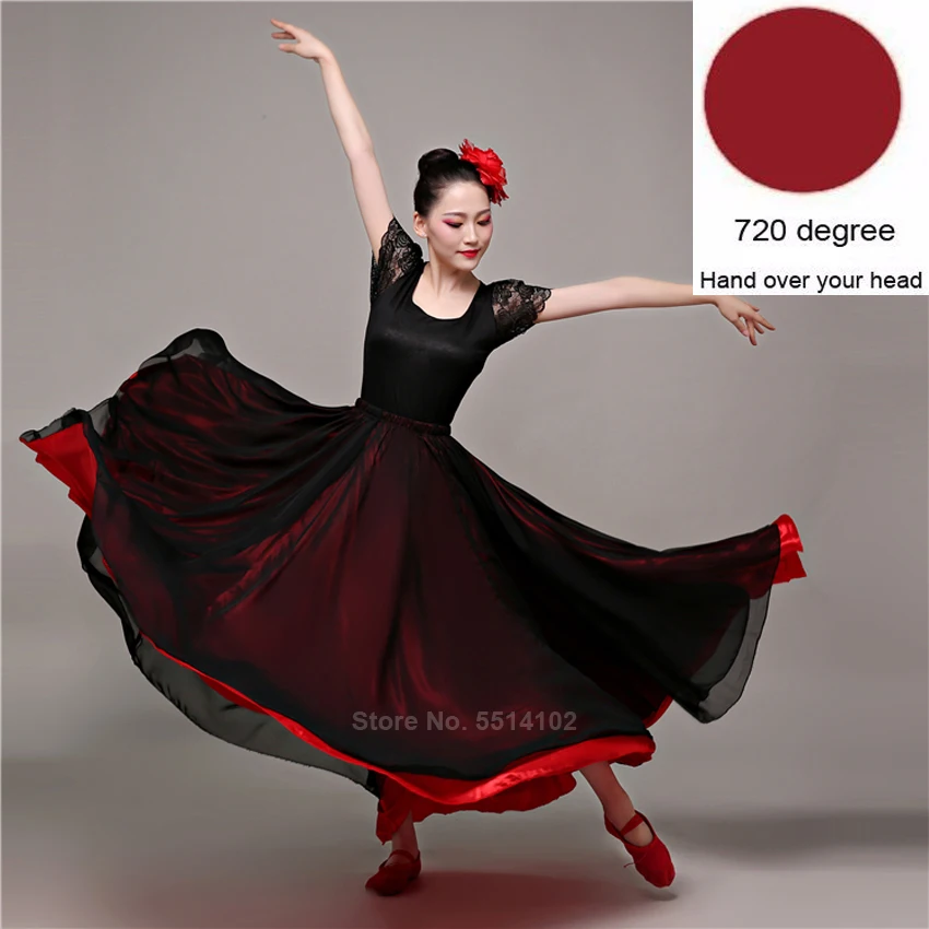 Skirt5(720) Для взрослых Spainish традиционная юбка фламенко атласная коррида рюшами качели для женщин Бальные профессиональный конкурс сценическая одежда - Цвет: Skirt5(720)